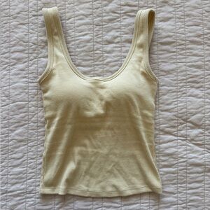 Abercrombie Bra-Free Rib Scoopneck Tank in pale yellow
